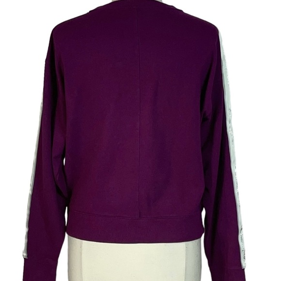 Champion Women's Purple and White Heritage Crew Satin Stitch Logo Sweatshirt - Picture 4 of 8